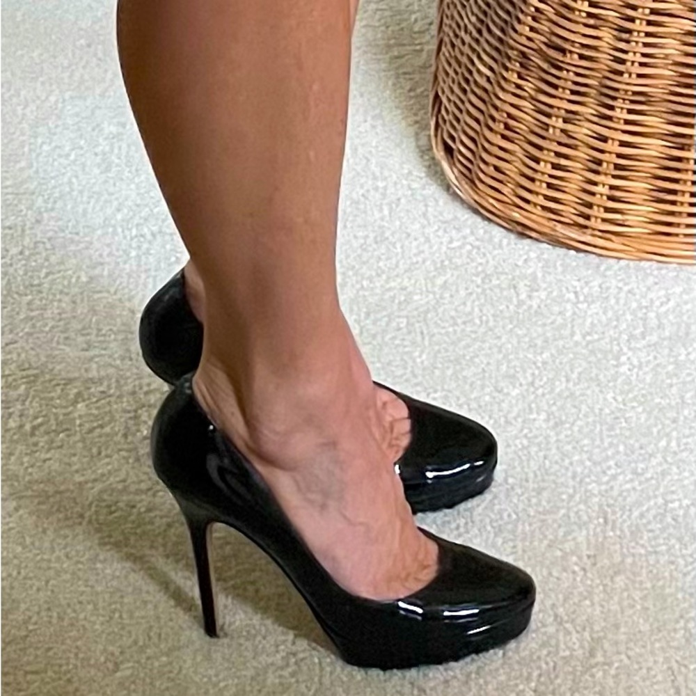 Jimmy Choo patent leather platform pump in Black